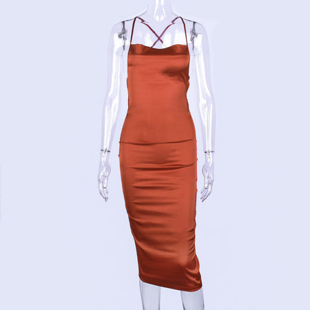 Sexy Sling Halter Lace-Up Tight-Fitting Hip Skirt - ANIBEY