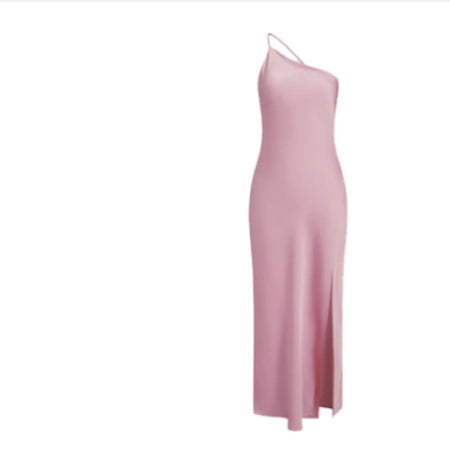 Slim-fit Shoulder Solid Color Backless Long Dress - ANIBEY