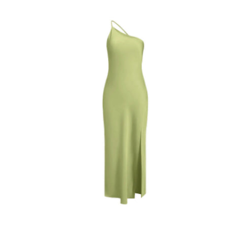 Slim-fit Shoulder Solid Color Backless Long Dress - ANIBEY