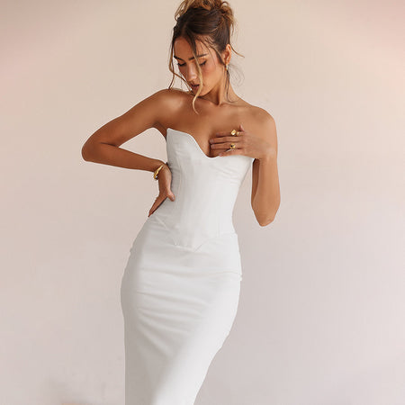Summer Fashion Slim Pure Color Tube-top Dress - ANIBEY
