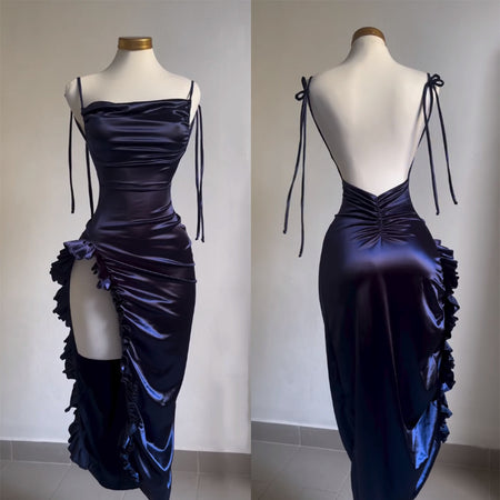 Summer High-grade Y2g Sexy Backless Spaghetti Straps Hot Girl Dress - ANIBEY