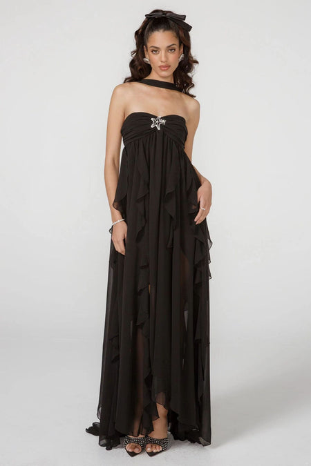 Women's Chiffon Irregular Ruffles Dress - ANIBEY