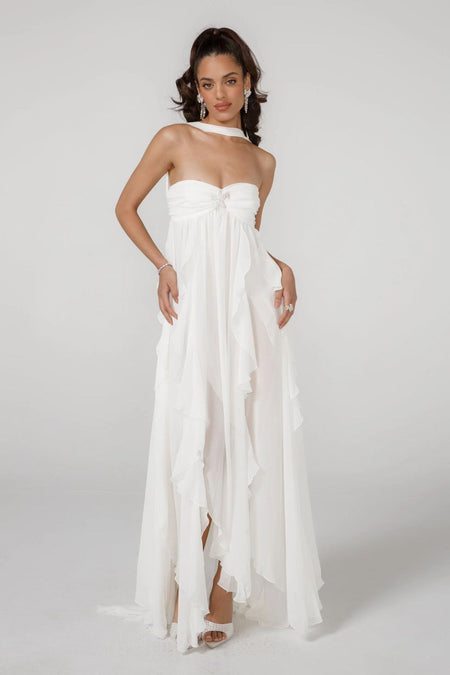 Women's Chiffon Irregular Ruffles Dress - ANIBEY