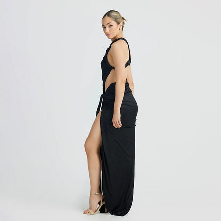 Women's Clothing Shoulder Sexy Cutout Slim Sheath Dress - ANIBEY