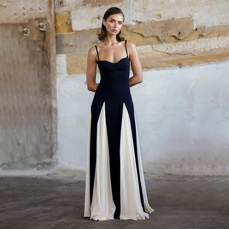Women's Fashion Color Contrast Sling Dress - ANIBEY