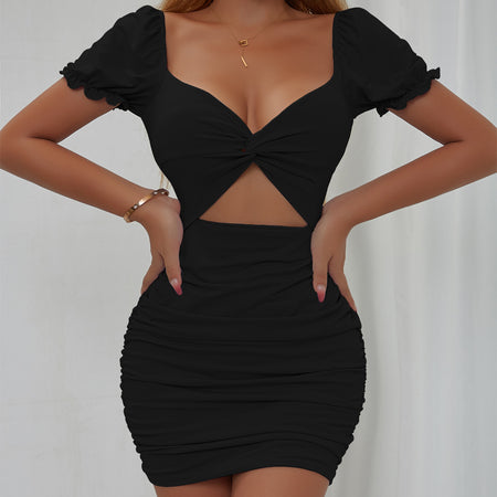 Women's Fashion Hollowed-out Pleated Puff Sleeve - ANIBEY