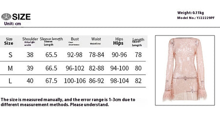 Women's Knitted Round Collar Gauze Long-sleeved Hip Skirt - ANIBEY