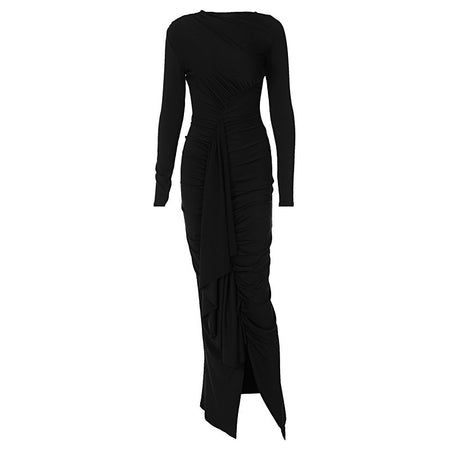 Women's Long Sleeve Split Fishtail Dress - ANIBEY