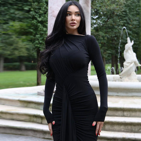 Women's Long Sleeve Split Fishtail Dress - ANIBEY