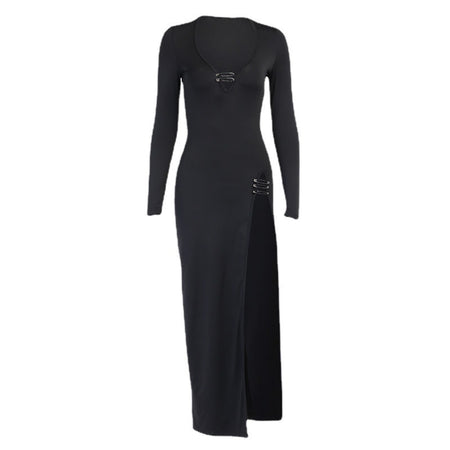 Women's Split Pin Long Dress - ANIBEY