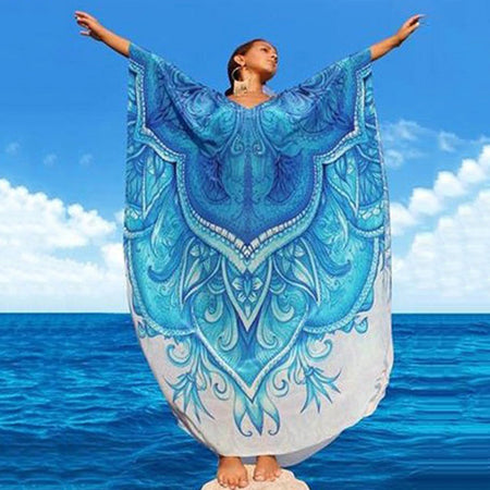 European And American New Satin Loose Fit Dress Vacation Casual Overlay Cover Up - ANIBEY