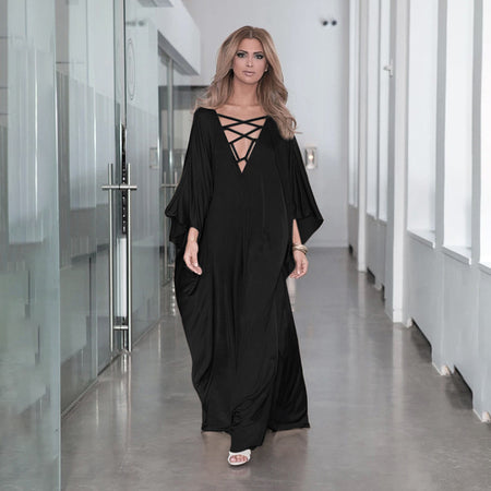 European And American New Satin Loose Fit Dress Vacation Casual Overlay Cover Up - ANIBEY