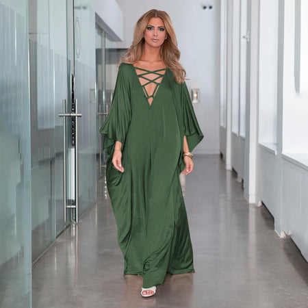 European And American New Satin Loose Fit Dress Vacation Casual Overlay Cover Up - ANIBEY
