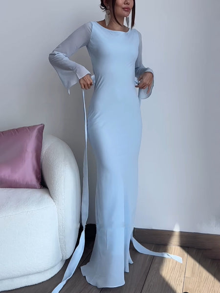 Elegant Long Sleeve Strappy Dress - ANIBEY