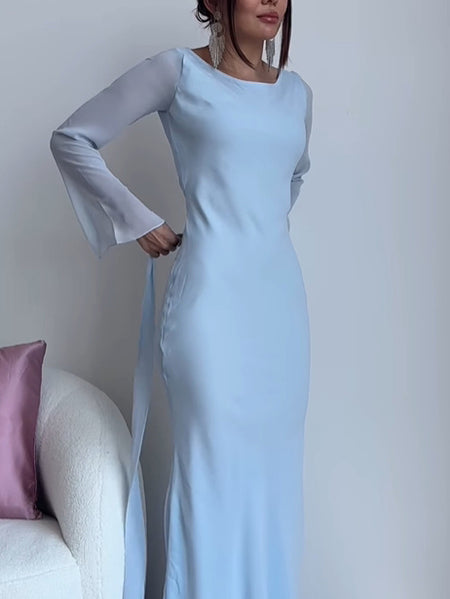 Elegant Long Sleeve Strappy Dress - ANIBEY