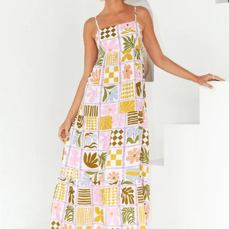 Women's Fashion Printed Personality Back Cutout Sling Dress - ANIBEY