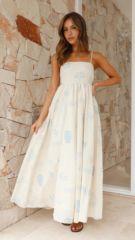 Women's Fashion Printed Personality Back Cutout Sling Dress - ANIBEY