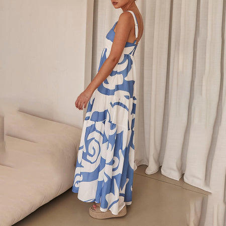 Women's Spaghetti Straps Sleeveless Mid Waist Dress - ANIBEY
