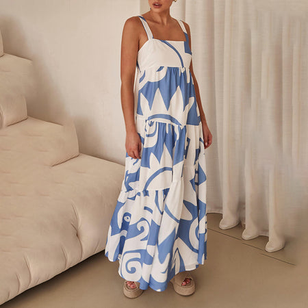 Women's Spaghetti Straps Sleeveless Mid Waist Dress - ANIBEY