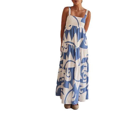 Women's Spaghetti Straps Sleeveless Mid Waist Dress - ANIBEY