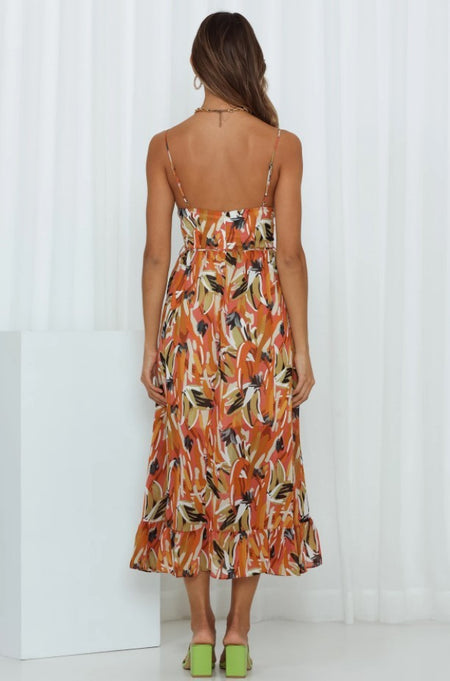 Women's Off Shoulder Boho Sling Print Dress - ANIBEY