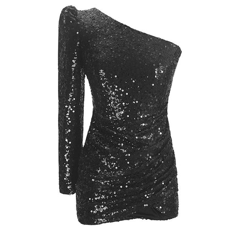 Women's Fashionable Sequins Shoulder Bag Hip Dress - ANIBEY