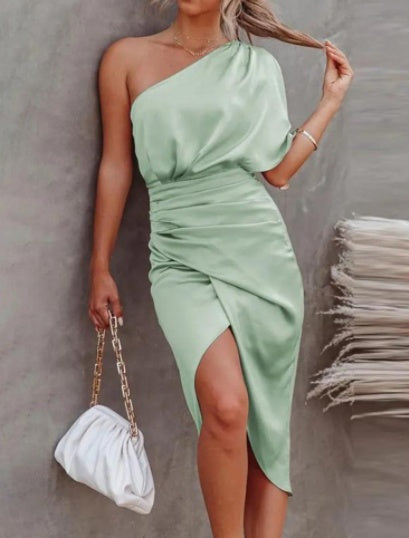 Women's One Side Sleeve Irregular Skirt Evening Dress - ANIBEY