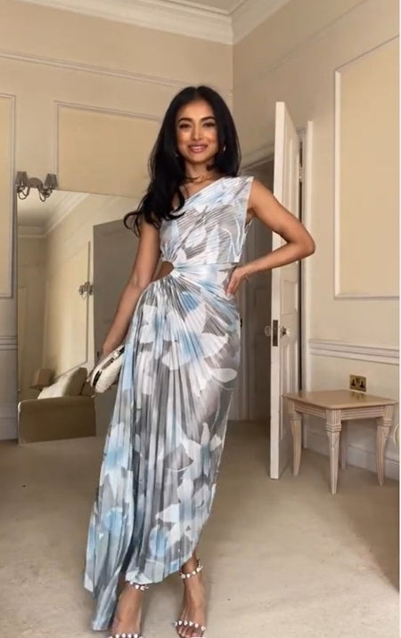 Women's Fashionable One-shoulder Printed Dress - ANIBEY