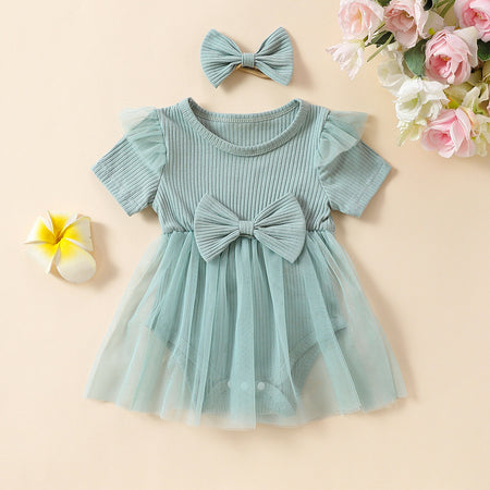 Girls' Multi-color Mesh Flounced Sleeve Short Sleeved Kazakhstan Skirt - ANIBEY