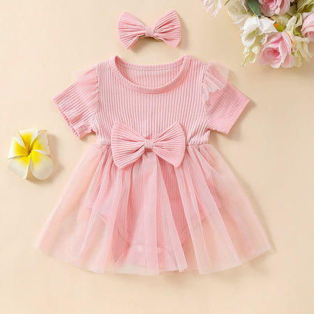 Girls' Multi-color Mesh Flounced Sleeve Short Sleeved Kazakhstan Skirt - ANIBEY