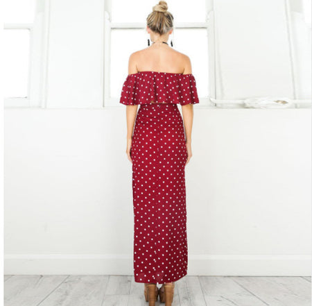 Summer beach skirt, one shoulder sexy print dress - ANIBEY