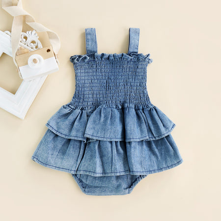 Denim Suspender Bodysuit Infant Toddler Clothing - ANIBEY