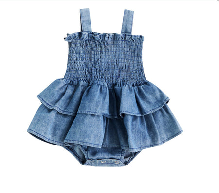 Denim Suspender Bodysuit Infant Toddler Clothing - ANIBEY