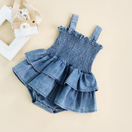 Denim Suspender Bodysuit Infant Toddler Clothing - ANIBEY