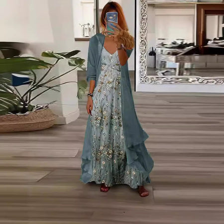 Women's Two-piece Digital Printing Sling Chiffon Jacket - ANIBEY