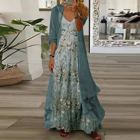 Women's Two-piece Digital Printing Sling Chiffon Jacket - ANIBEY