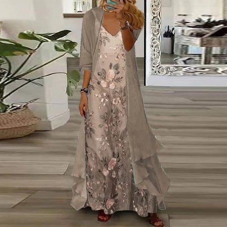 Women's Two-piece Digital Printing Sling Chiffon Jacket - ANIBEY