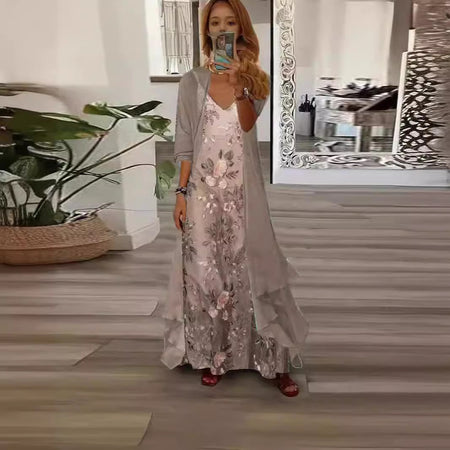 Women's Two-piece Digital Printing Sling Chiffon Jacket - ANIBEY