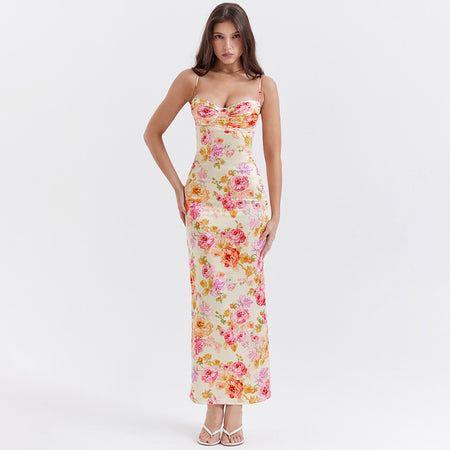 Elegant Strap Flower High Sense Fashion Long Skirt - ANIBEY