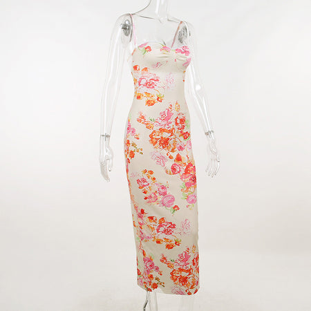 Elegant Strap Flower High Sense Fashion Long Skirt - ANIBEY