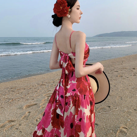 Vacation Spaghetti Straps Dress Dopamine - ANIBEY