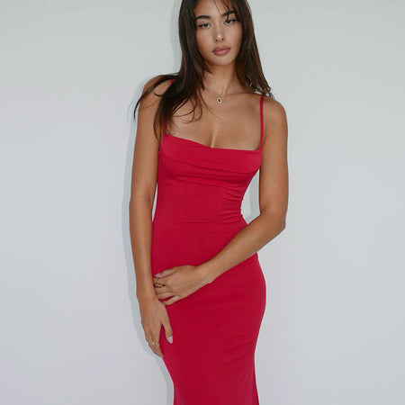 Women's Slim Fit Backless Strap Solid Color Dress - ANIBEY