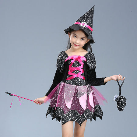 Halloween Children'S Costume Cloak Witch Dress Up Vampire Girl Performance Clothes - ANIBEY