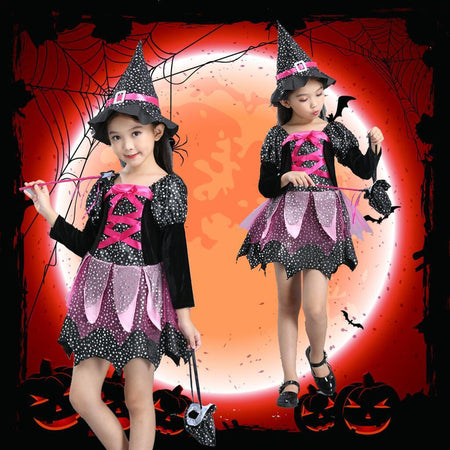Halloween Children'S Costume Cloak Witch Dress Up Vampire Girl Performance Clothes - ANIBEY