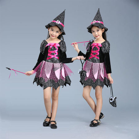 Halloween Children'S Costume Cloak Witch Dress Up Vampire Girl Performance Clothes - ANIBEY