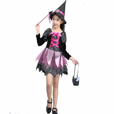 Halloween Children'S Costume Cloak Witch Dress Up Vampire Girl Performance Clothes - ANIBEY