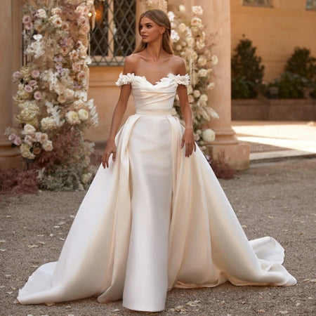 Wedding Dresses Mermaid Bride Dress With Detachable Train - ANIBEY