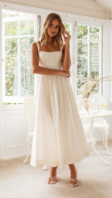 New Sleeveless Sling Backless Lace-up Long Dress - ANIBEY