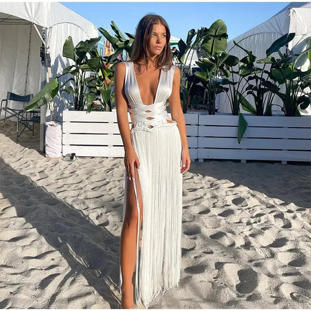 Women's Dress Street White Bandage - ANIBEY