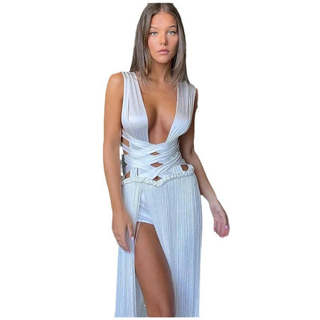 Women's Dress Street White Bandage - ANIBEY